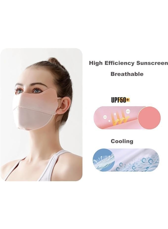 ChicAbode UV Face Mask, Sun Protection Face Mask, UPF 50+ Ice Silk Cooling Sunscreen Mask, Washable Reusable (Pink) - Image 3